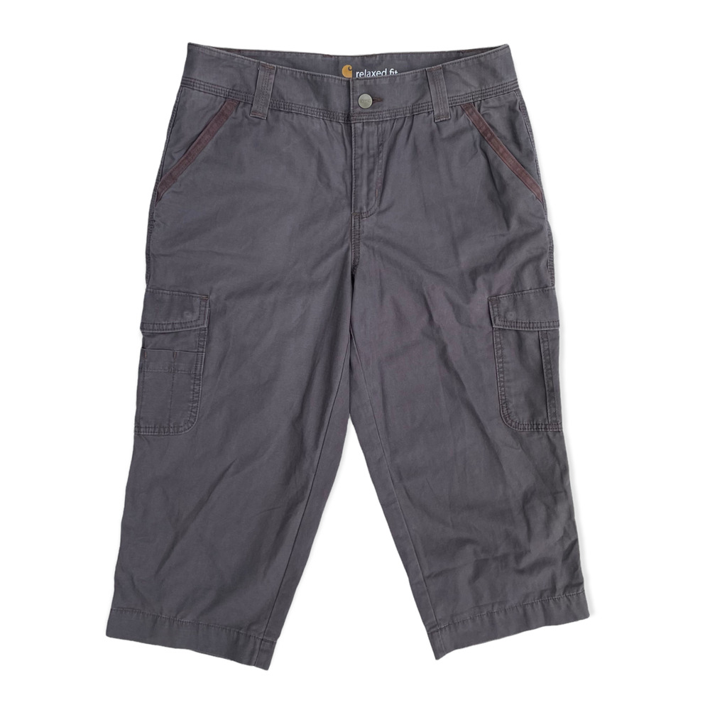 Carhartt Women's Gray Mid Rise Relaxed Fit Cargo Ripstop Crop Pants Size 6